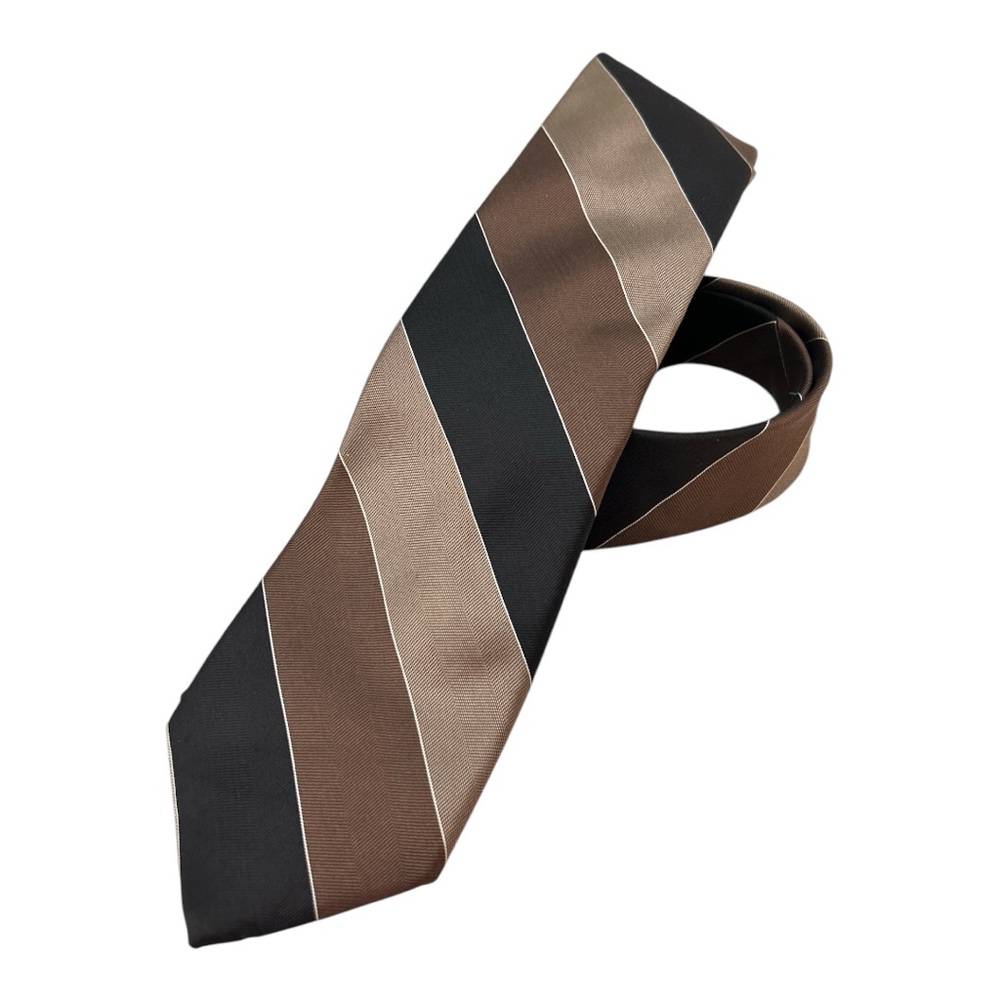 Paco Rabanne Brown Striped 100% Silk Tie